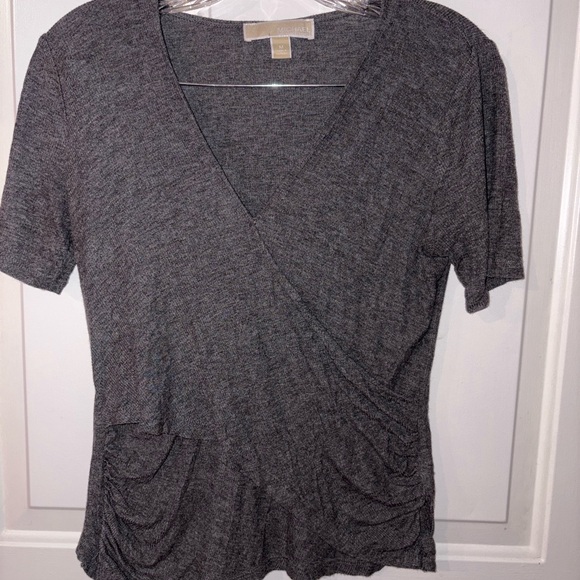 Michael Kors Charcoal Wrap CDCr  Blouse - Picture 1 of 3